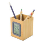 Еко чаша за моливи +часов., термом., кален. бамбус