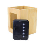 Еко чаша за моливи +часов., термом., кален. бамбус - Image 4