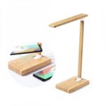 Еко лампа за на биро со бежичен полнач, бамбус