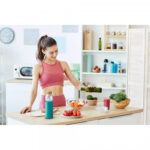 Стаклено шише 600мл бамбус капаче силконс. футрола - Image 2